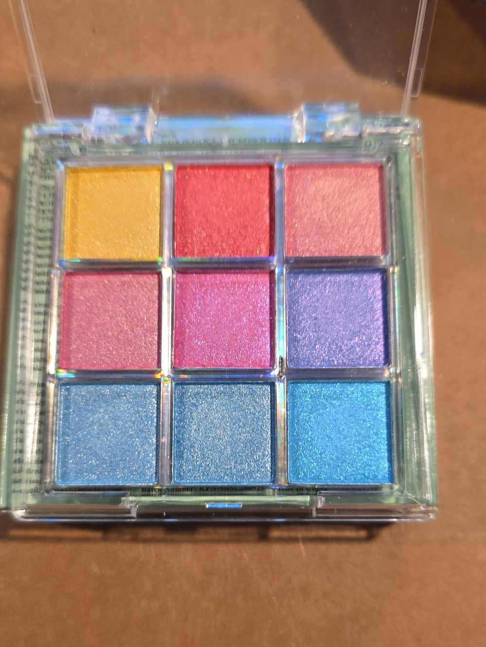 Amazon 9-Color Shimmer Eyeshadow Palette - Yellow, Pink, Purple, Blue